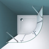 glasvilla Viertelkreis Duschkabine Milchglas Runddusche Duschabtrennung 2 Pendeltüren 6mm ESG-Sicherheitsglas Nano-Beschichtung R02K+VS