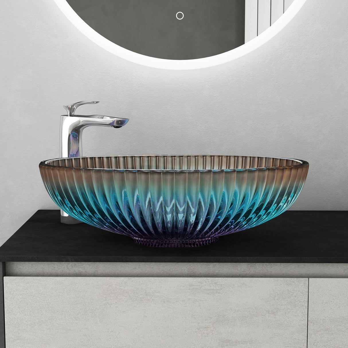 glasvilla Lavabo da Appoggio in Vetro Lavandino Bagno da Appoggio in Vetro Ovale