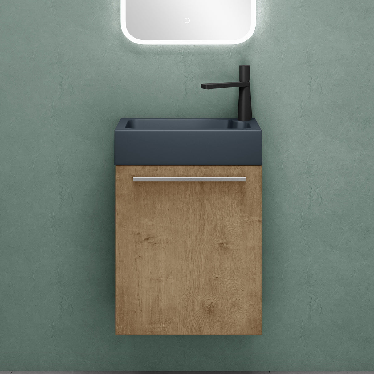 glasvilla Badmöbelset Badezimmermöbel Waschbeckenunterschrank inkl. Waschbecken Anthrazit matt und LED-Badspiegel BxTxH 46x26x63 cm Pisa
