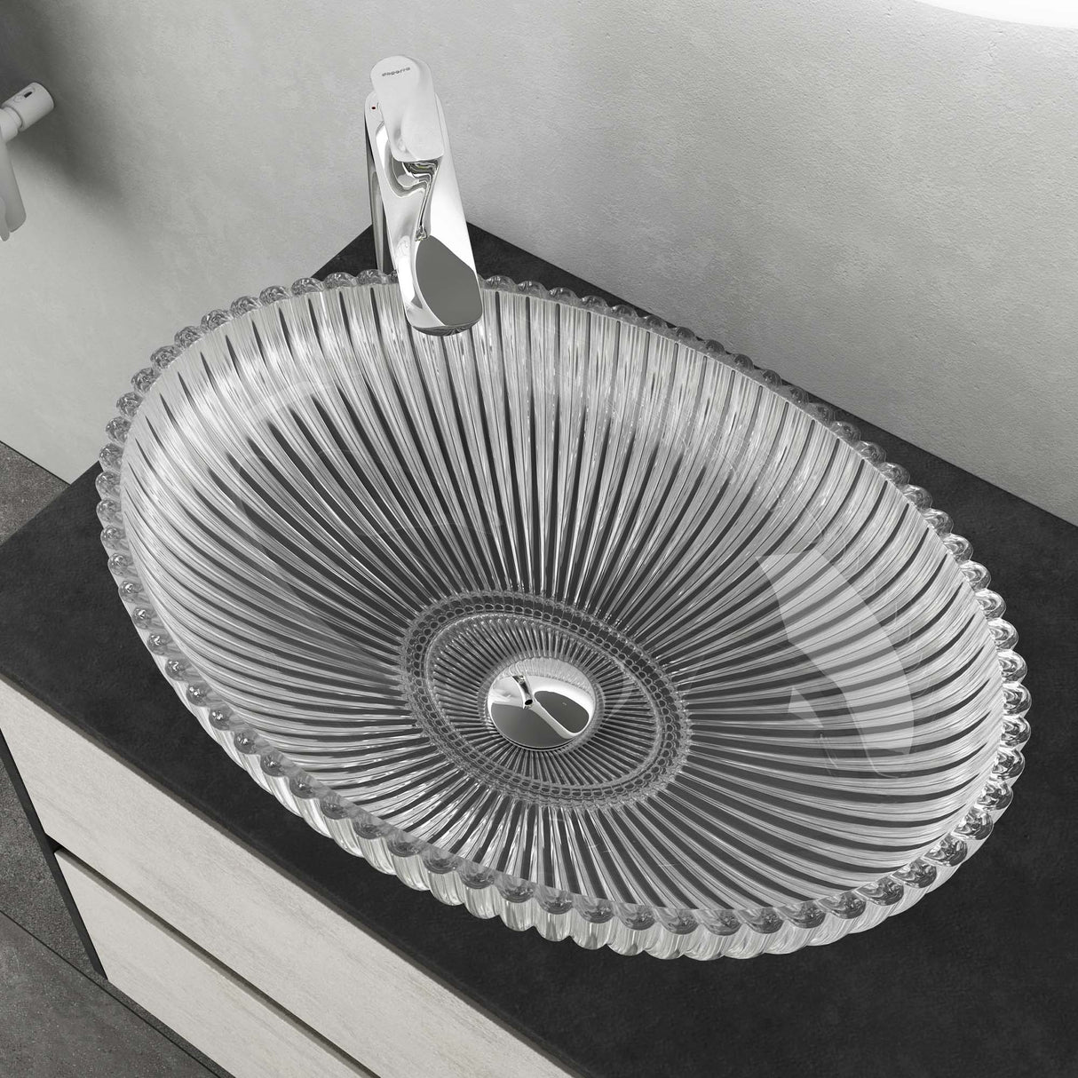 glasvilla Lavabo da Appoggio in Vetro Lavandino Bagno da Appoggio in Vetro Ovale