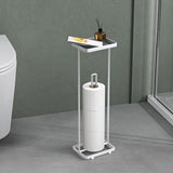 glasvilla  Porta Carta Igienica da Terra con Mensola 16x12x52cm, Porta Rotolo di Carta Igienica in Acciaio al Carbonio con Rivestimento Impermeabile e Antiruggine, Senza Installazione Reglo-04