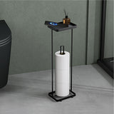 glasvilla  Porta Carta Igienica da Terra con Mensola 16x12x52cm, Porta Rotolo di Carta Igienica in Acciaio al Carbonio con Rivestimento Impermeabile e Antiruggine, Senza Installazione Reglo-04