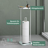 glasvilla  Porta Carta Igienica da Terra con Mensola 16x12x52cm, Porta Rotolo di Carta Igienica in Acciaio al Carbonio con Rivestimento Impermeabile e Antiruggine, Senza Installazione Reglo-04