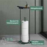 glasvilla  Porta Carta Igienica da Terra con Mensola 16x12x52cm, Porta Rotolo di Carta Igienica in Acciaio al Carbonio con Rivestimento Impermeabile e Antiruggine, Senza Installazione Reglo-04