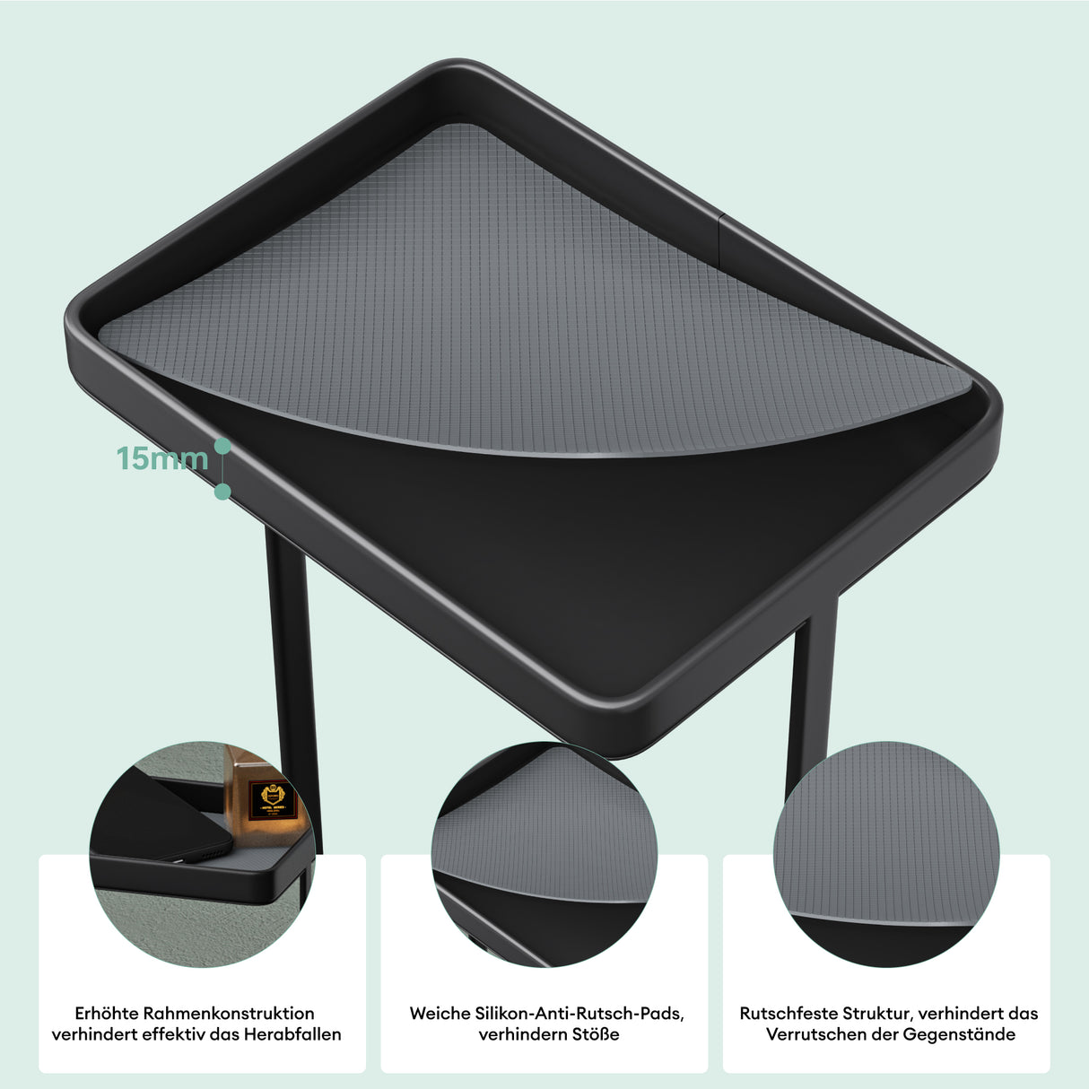 glasvilla  Porta Carta Igienica da Terra con Mensola 16x12x52cm, Porta Rotolo di Carta Igienica in Acciaio al Carbonio con Rivestimento Impermeabile e Antiruggine, Senza Installazione Reglo-04