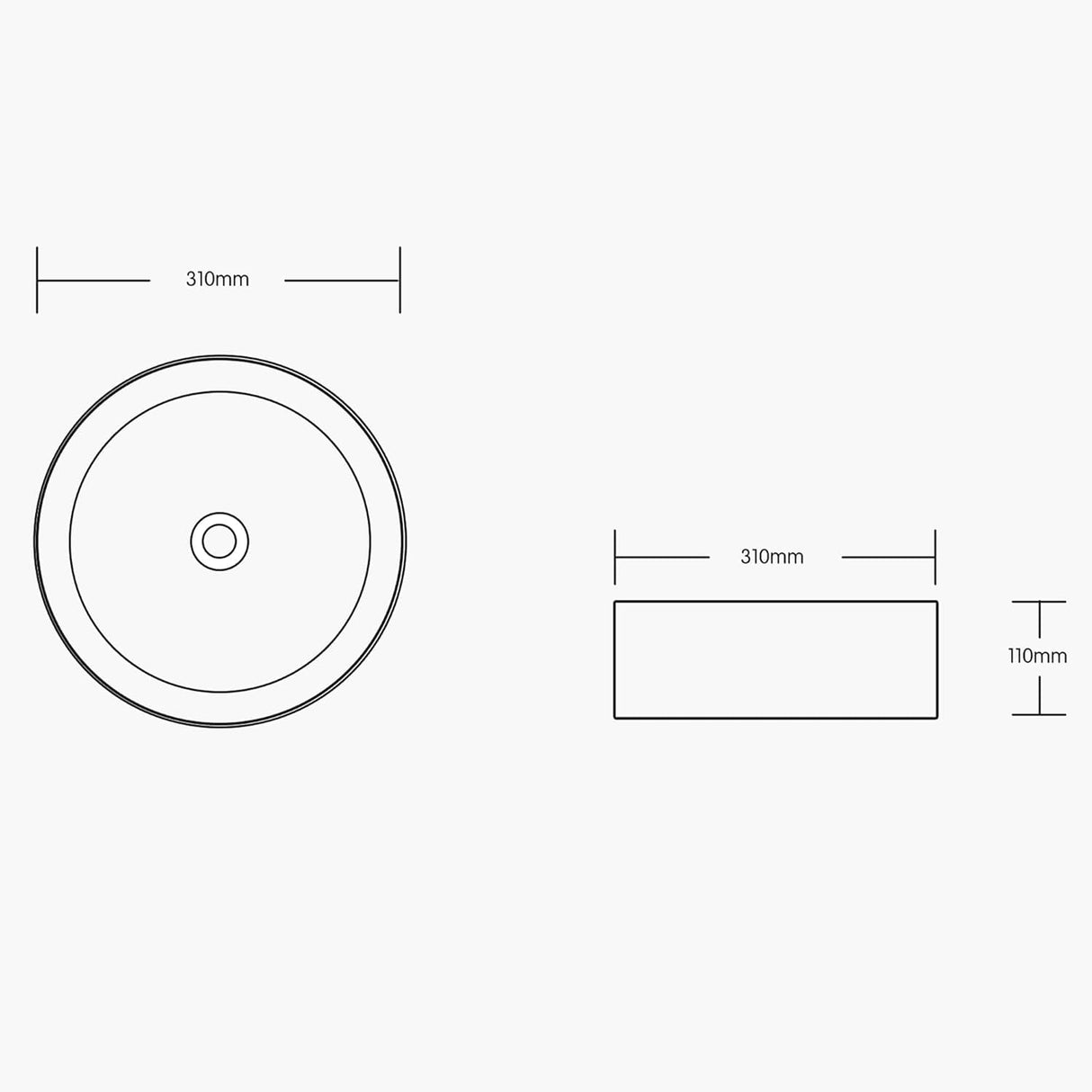 glasvilla Lavabo da Appoggio in Ceramica Lavandino Bagno Rotondo con Nano Rivestimenti Brüssel203
