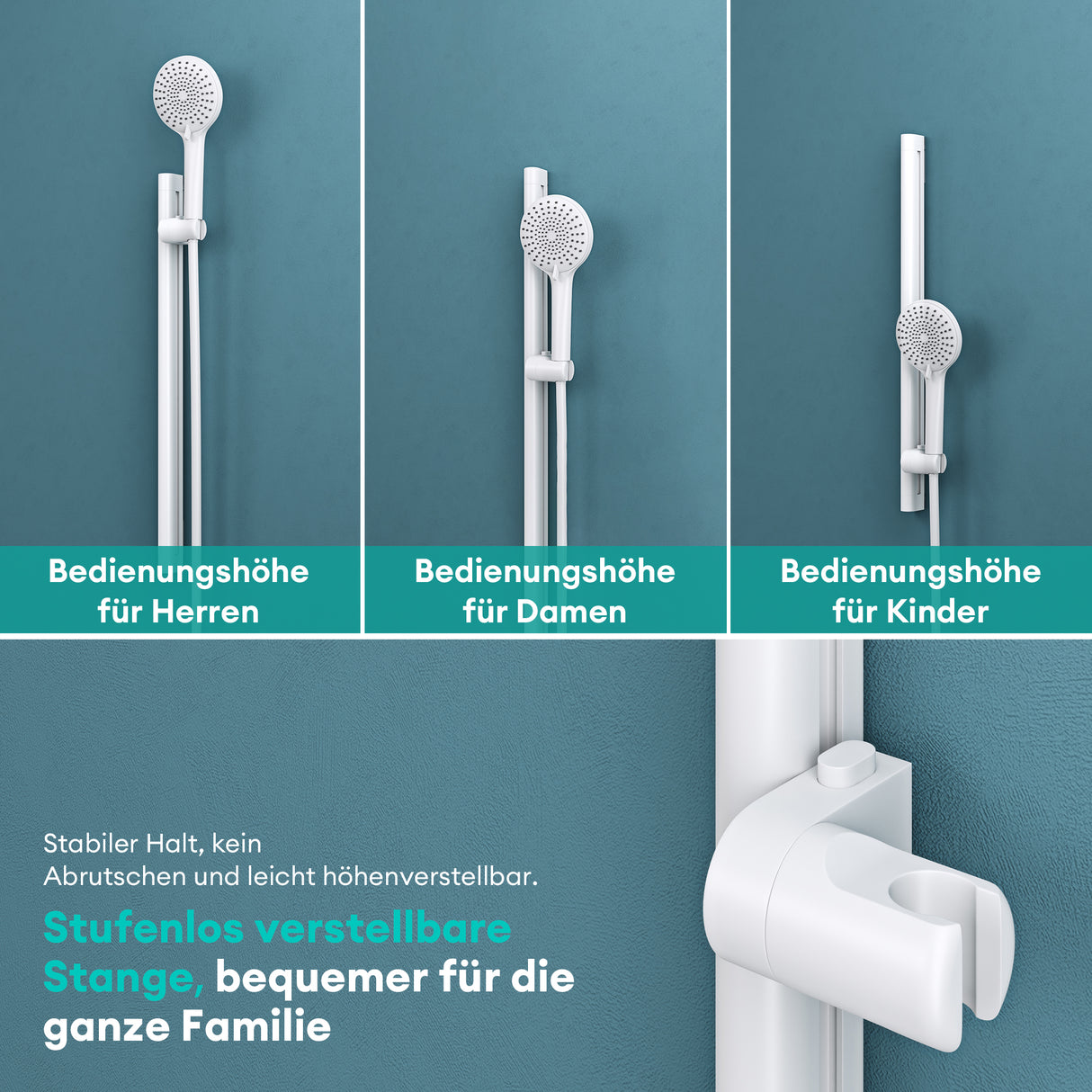 sistema de ducha glasvilla con termostato, conjunto completo de grifería de ducha con bloqueo de seguridad, ducha regulable en altura con 3 tipos de chorro y salida inferior de latón sistema de ducha9