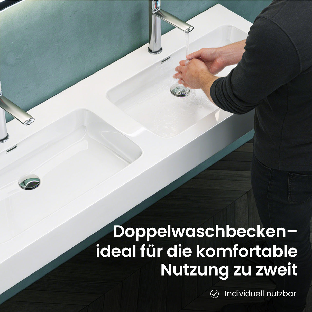 glasvilla Doppelwaschbecken Aufsatzwaschbecken Hängewaschbecken Waschbecken mineralguss Waschplatz Waschtisch Col830