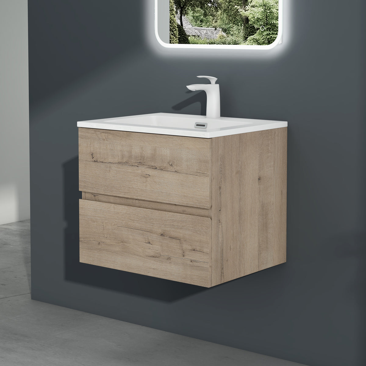 glasvilla Badmöbel-Set Waschtisch mit Unterschrank inkl. Soft-Close Waschbecken aus Mineralguss mit 2 Schubladen, Serie Aqualis