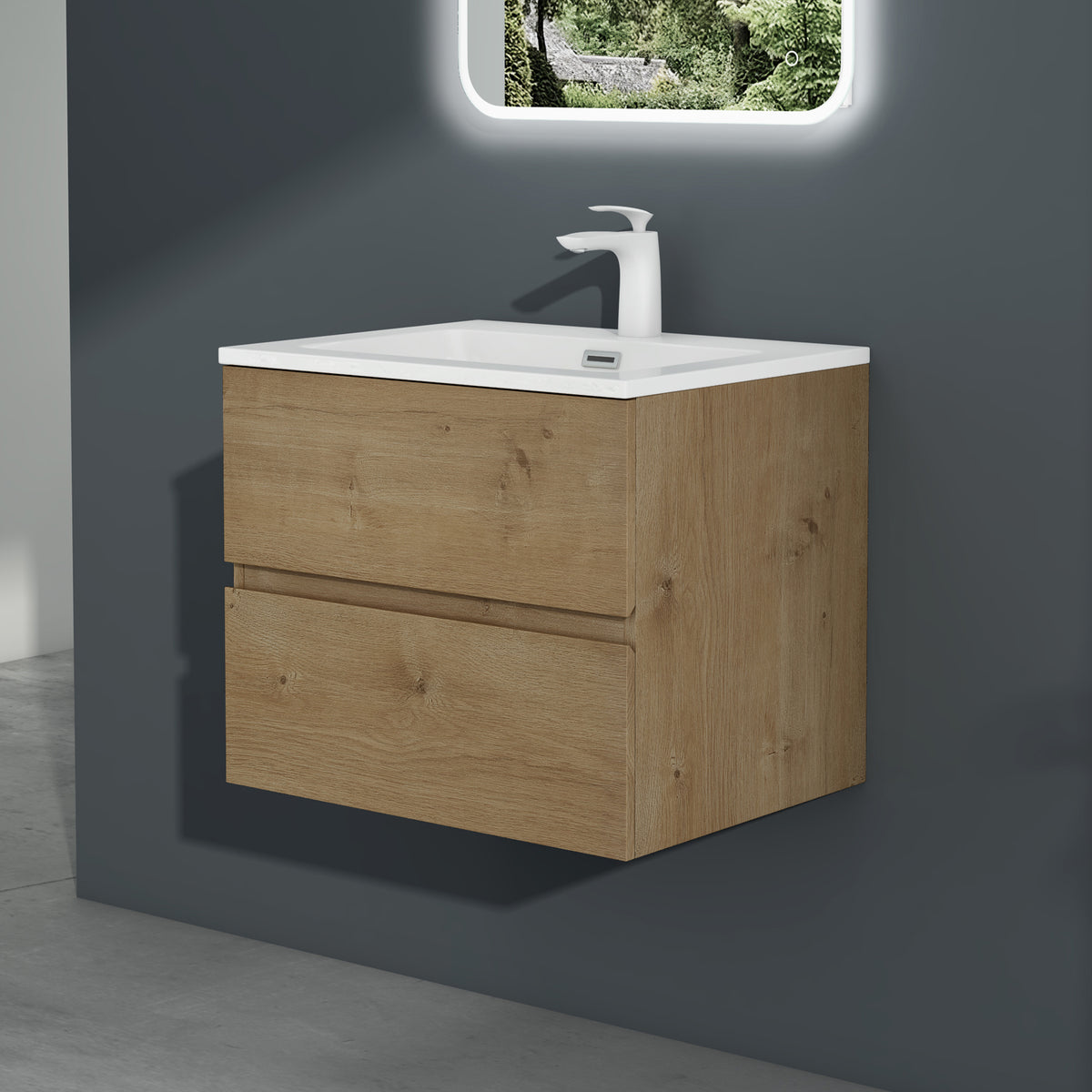 glasvilla Badmöbel-Set Waschtisch mit Unterschrank inkl. Soft-Close Waschbecken aus Mineralguss mit 2 Schubladen, Serie Aqualis