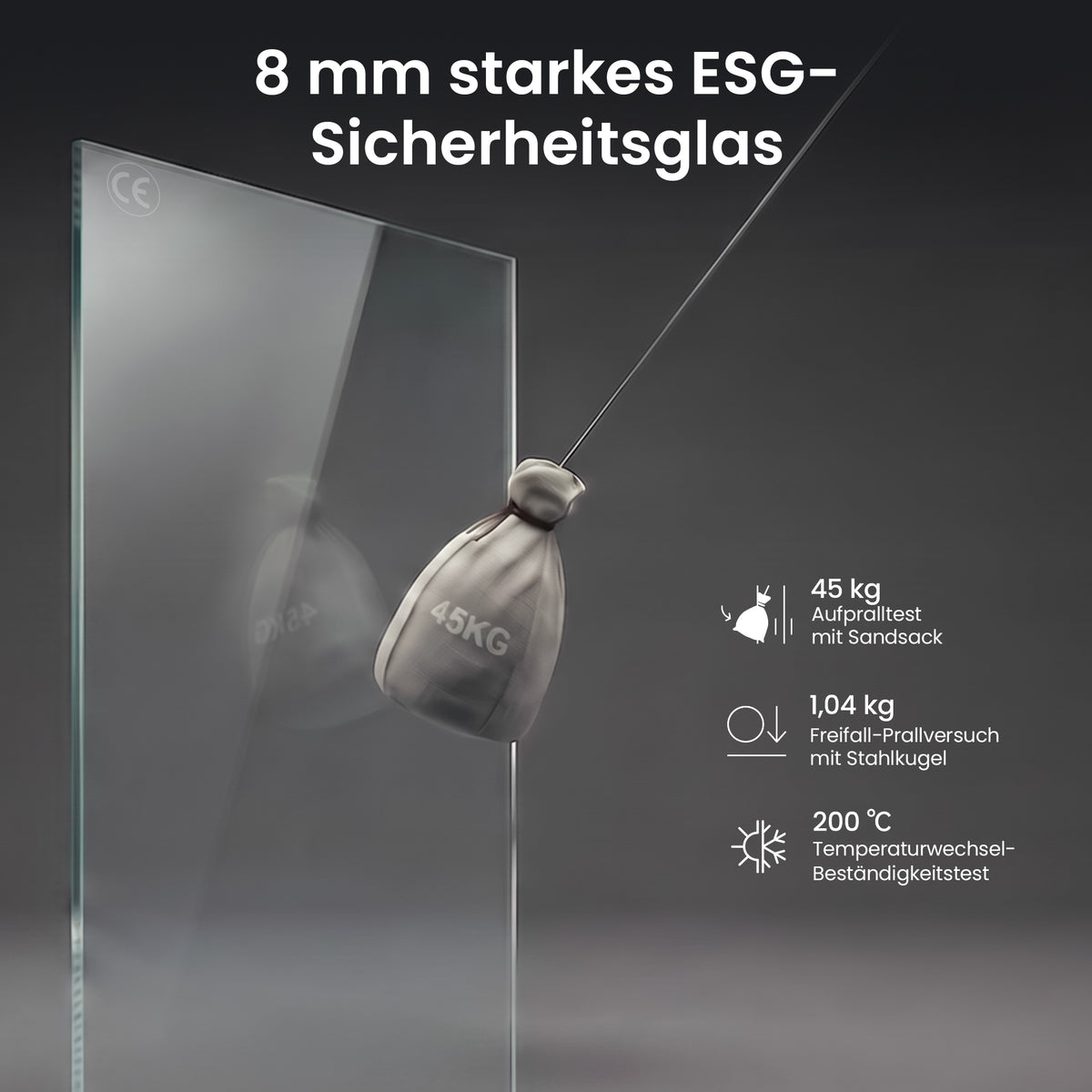 glasvilla Duschwand für Dusche Duschabtrennung  Walk-In Dusche  Duschtrennwand Schwarz 8mm ESG-Sicherheitsglas NANO Klarglas mit geometrischem Design MMBR3 Bremen01Plus-GM