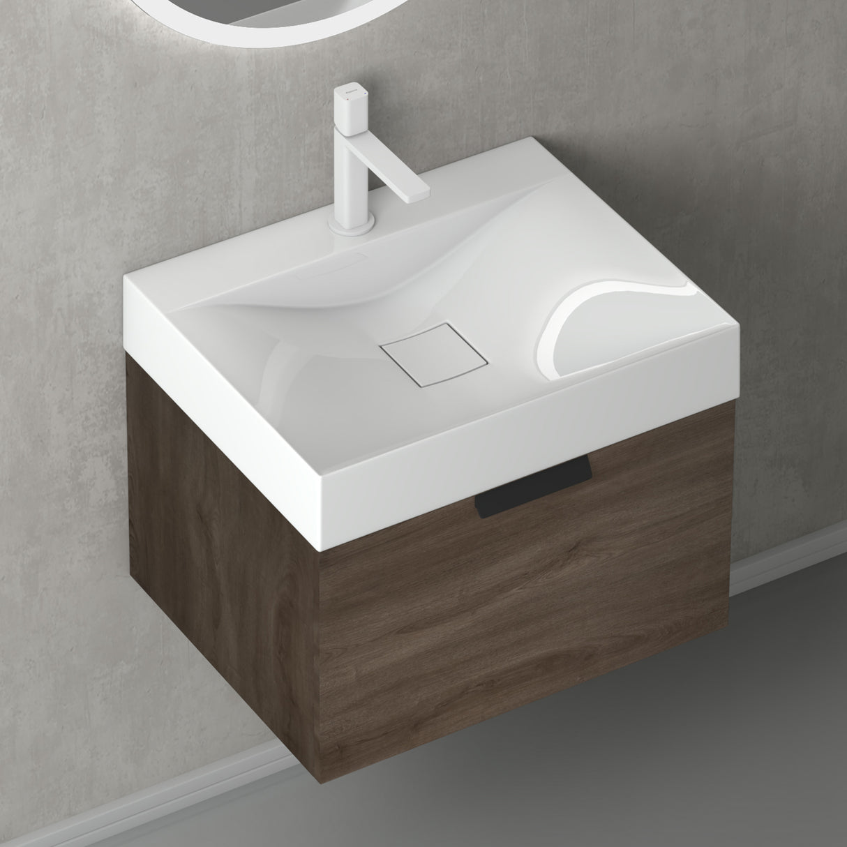glasvilla Badmöbel-Set mit Soft-Close Schublade Wandmontage inkl. Waschbecken Lonato