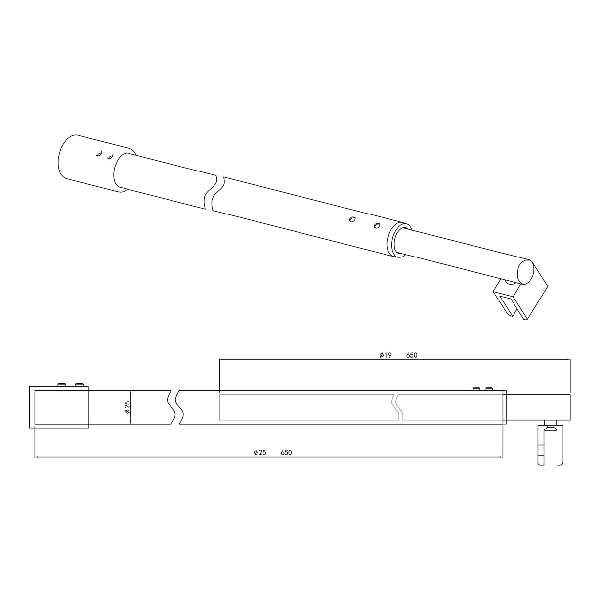 glasvilla Haltestange Duschwand Duschabtrennung Duschglaswand | Stabilisator für Walk in Dusche | um 180°schwenkbar für 6-10 mm Glasstärke