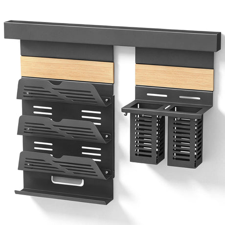 glasvilla -Stöckiges Gewürzregal Küche mit Handyhalter und Utensilientöpfe inkl. 5 Haken, Multifunktional Küchenregal abnehmbar mit Schiene , Küchen Organizer Reglo-09-12
