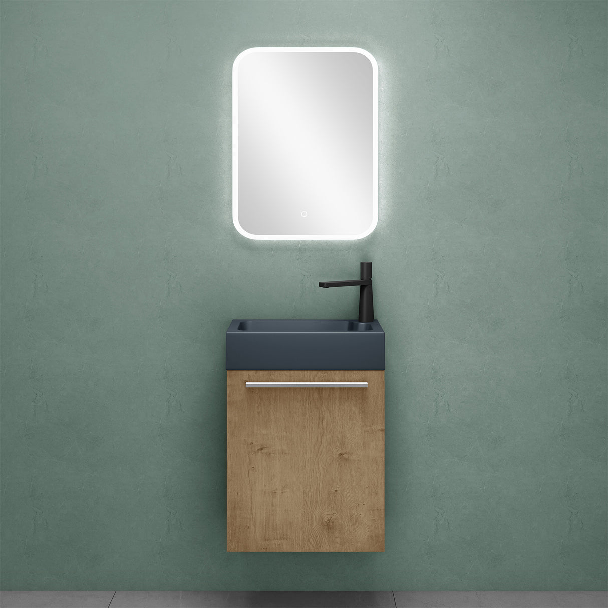 glasvilla Badmöbelset Badezimmermöbel Waschbeckenunterschrank inkl. Waschbecken Anthrazit matt und LED-Badspiegel BxTxH 46x26x63 cm Pisa