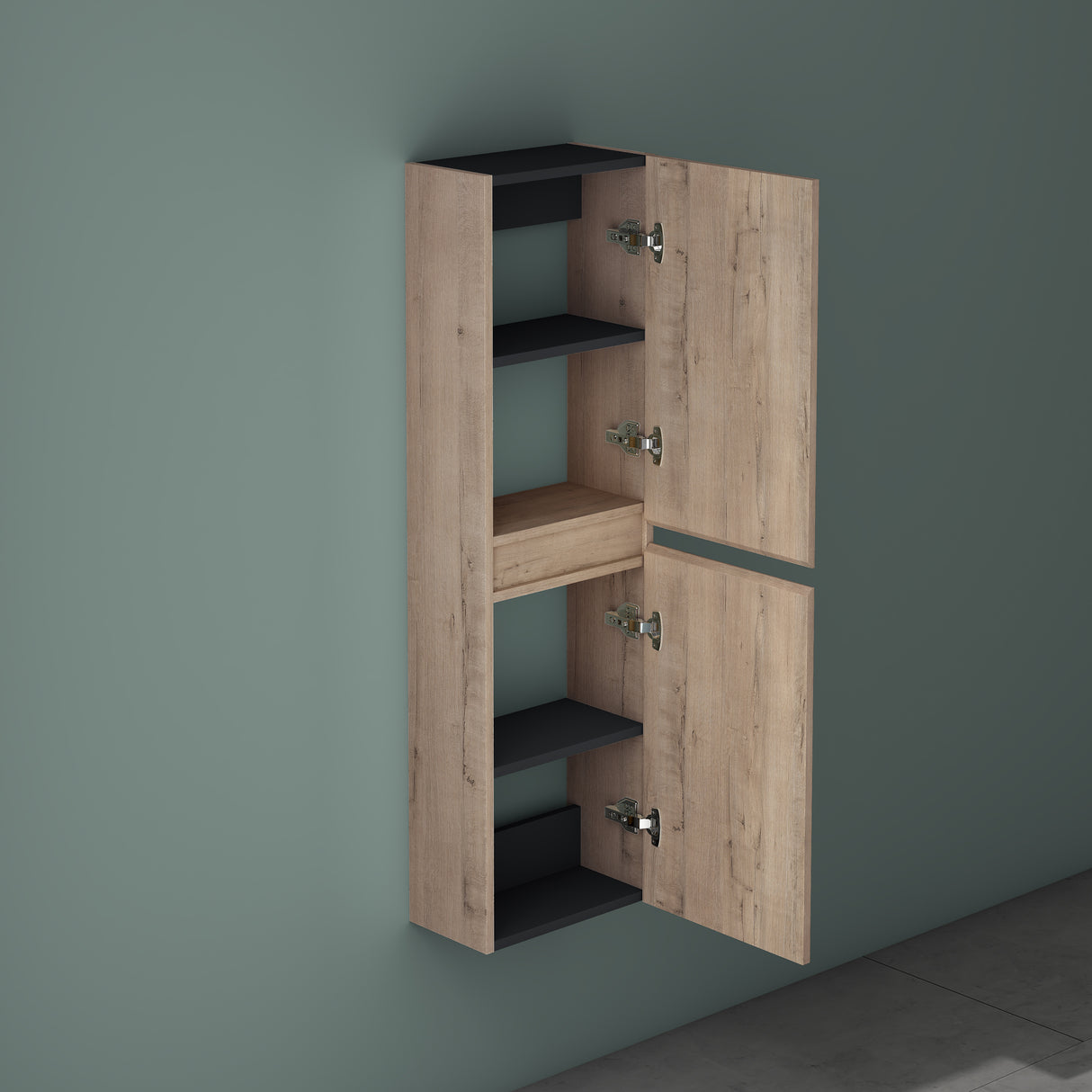 glasvilla Armoire Latérale de Salle de Bain avec 2 Portes et 4 Compartiments Étagère de Salle de Bain Armoire Polyvalente Armoire de Salle de Bain LTH 35x20x120 cm Verona