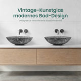 glasvilla Lavabo da Appoggio in Vetro Lavandino Bagno da Appoggio in Vetro Ovale