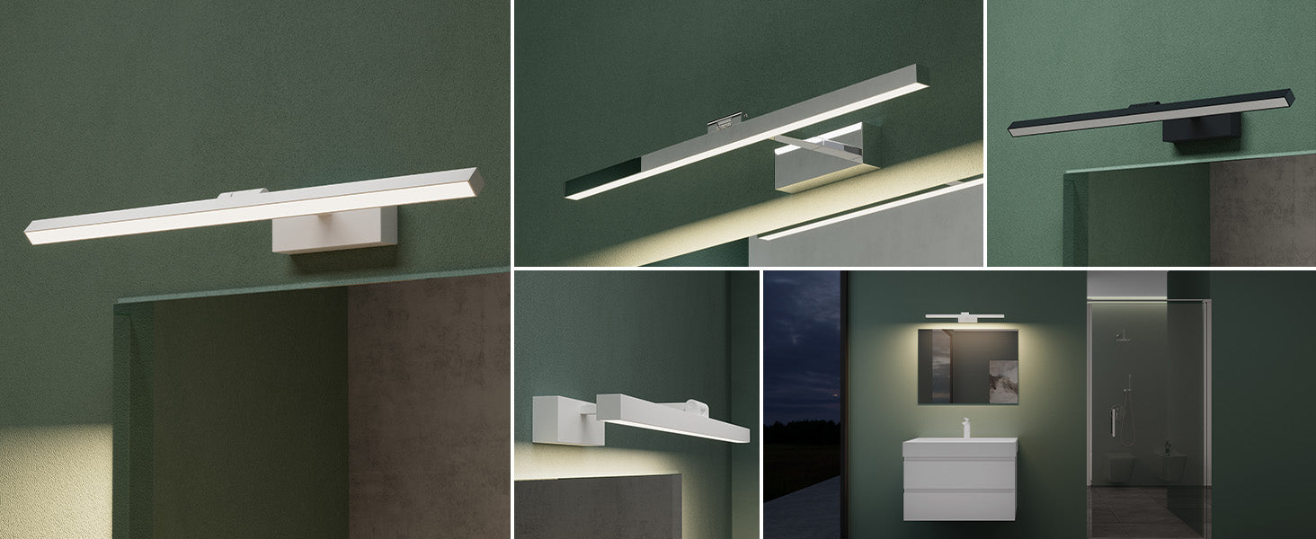 glasvilla Lampe de Salle de Bain LED pour Miroir | Lampe de Miroir 4000K pour Salle de Bain | Applique LED 9W Rotatif à 180° Strahlenschön