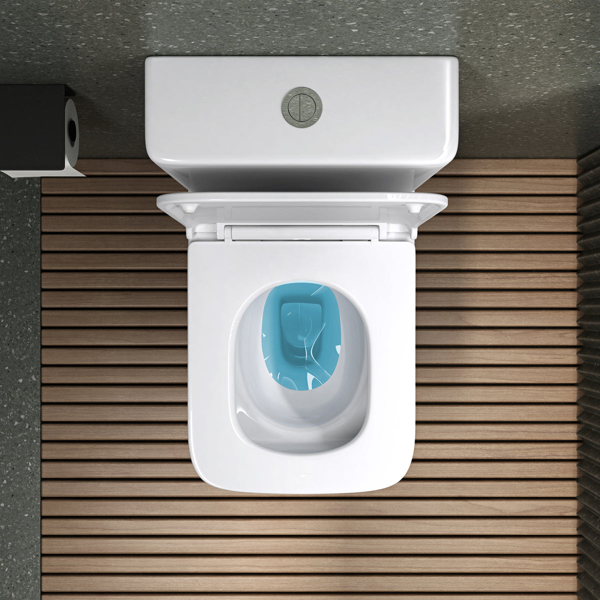 glasvilla Stand WC mit Spülkasten spülrandloses-WC bodenstehende-Toilette aus Keramik, weiß/matt schwarz  36x63x82cm, mit Absenkautomatik inkl. Spülkasten, Stand112T