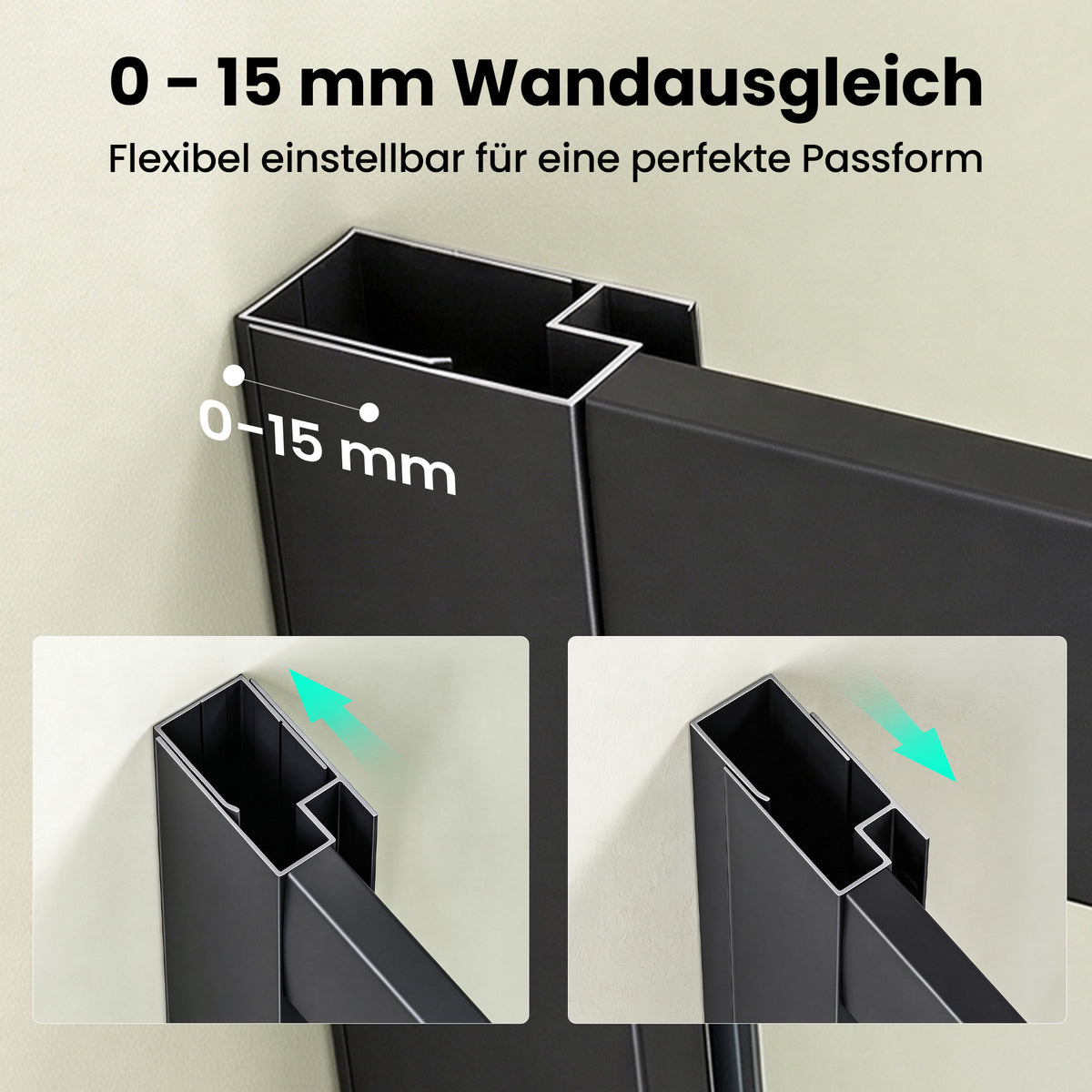 glasvilla Duschkabine con puerta corredera doble puerta de ducha entrada de esquina vidrio real efecto loto 6mm vidrio de seguridad ESG Ravenna16K negro