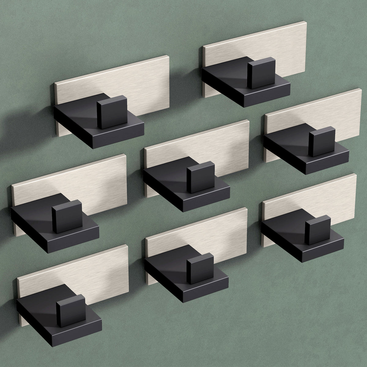 Glasvilla Design – Ganchos de pared de acero inoxidable Stalo-06 / Stalo-07 con montaje adhesivo o atornillado