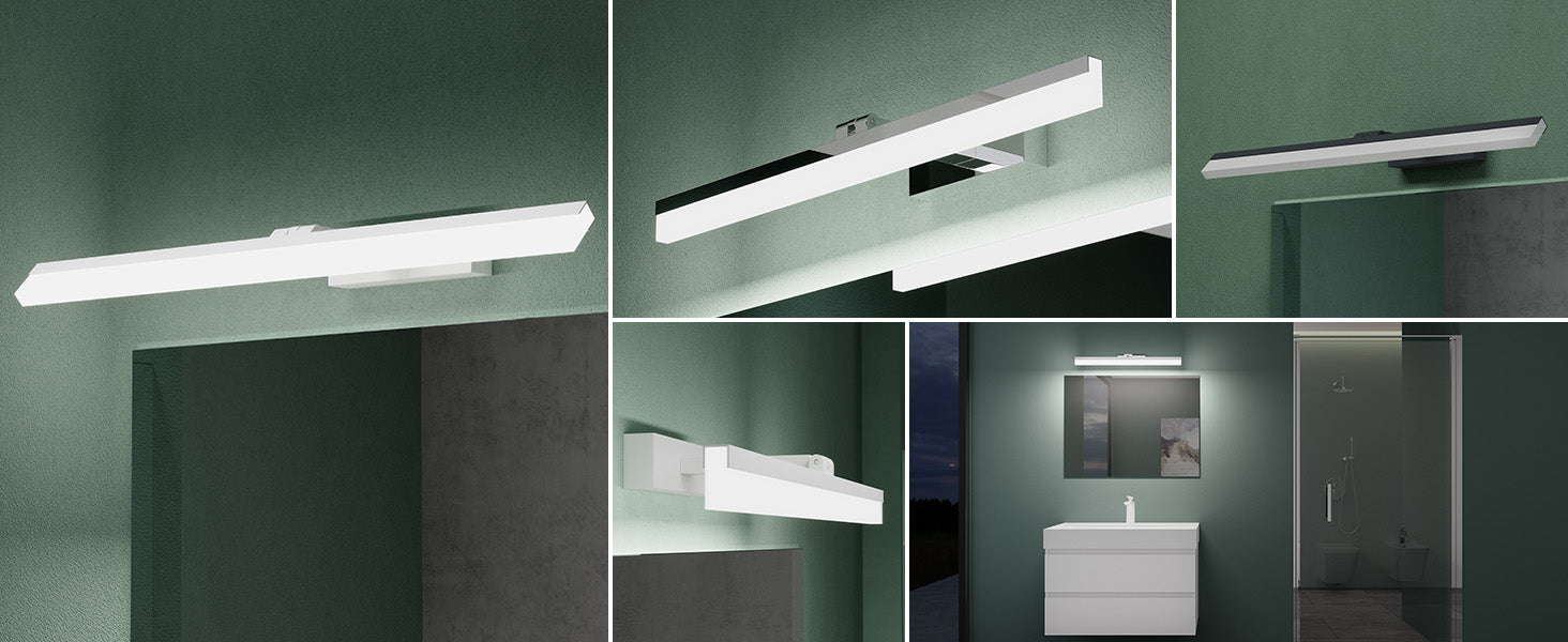 glasvilla Lampe de Salle de Bain LED pour Miroir 40 Cm | Lampe Miroir, Lampe de Salle de Bain 6000K | Luxaris 9W Rotatif à 180°