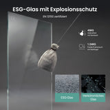 glasvilla Duschkabine Eckeinstieg  mit Schiebetür nach innen, Eckdusche Duschabtrennung 195cm Höhe, 6mm ESG-Sicherheitsglas Nano-Beschichtung Ravenna69K