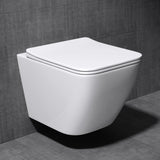 glasvilla Hänge WC Toilette Wand-WC Spülrandlos Weiß aus Keramik Wandmontage mit Absenkautomatik
