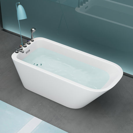 glasvilla Freistehende Badewanne Rechteck Sanitäracryl mit Armatur Standbadewanne