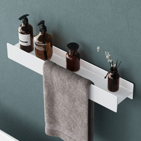 glasvolla Duschablage zum Bohren oder Kleben Duschregal Badablage 40cm Badezimmerablage zur Wandmontage Badezimmer Organizer Reglo-03