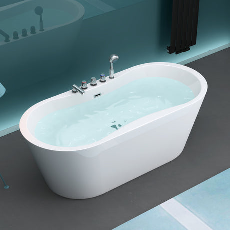 glasvilla Freistehende Badewanne Rechteck Sanitäracryl mit Armatur Standbadewanne