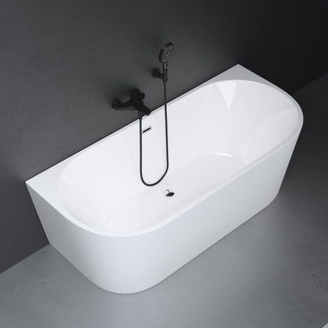 glasvilla Freistehende Badewanne Acryl Oval Acryl-Standbadewanne inkl. Pop Up Ablaufgarnitur Weiß