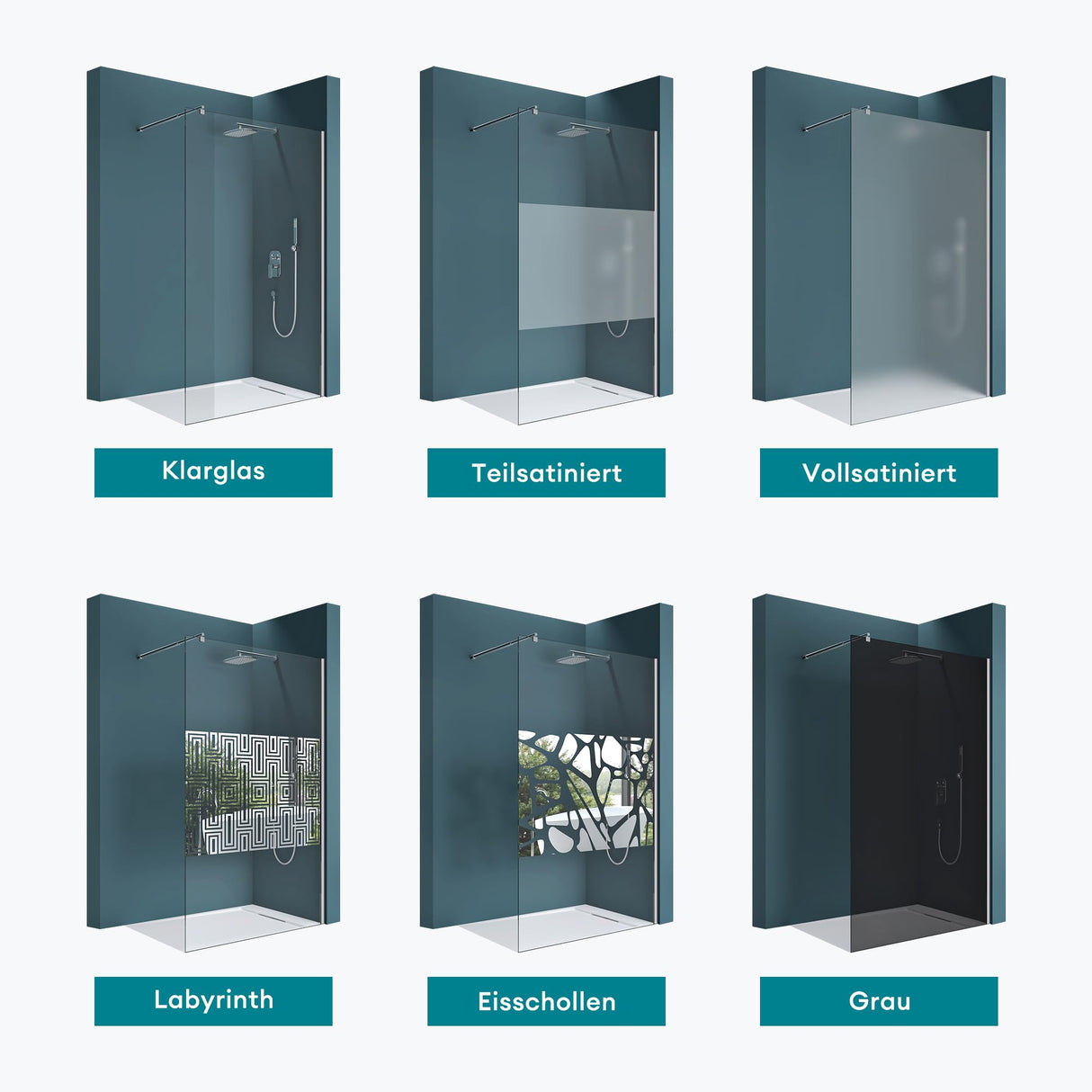 glasvilla Duschwand für Dusche Duschabtrennung Walk-In ESG-Sicherheitsglas 8mm NANO Glas BRAM1 & BRAM3 Bremen1K