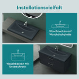 Lavabo Glasvilla Col01 Mineral Cast Rectangular con Desbordamiento y Orificio para Grifo