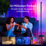 glasvilla Stehlampe Wohnzimmer Dimmbar, RGBICWW Stehlampe mit reinem Warmweiß & 16 Millionen Farben, App & Fernbedienung, Musik-Sync, 270° Licht, Timer, für Schlafzimmer Gaming, Lineora-01