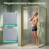 glasvilla Duschkabine Eckeinstieg  mit Schiebetür nach innen, Eckdusche Duschabtrennung 195cm Höhe, 6mm ESG-Sicherheitsglas Nano-Beschichtung Ravenna69K