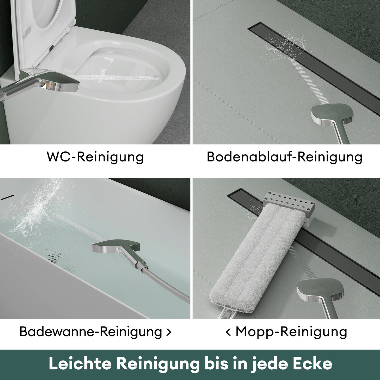 glasvilla Badewannenarmatur mit Handbrause Wasserfall Wannenarmatur Strahlarten Handbrause aus Messing inkl. Brausestange und Brauseschlauch