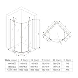 glasvilla Viertelkreis Duschkabine Milchglas Runddusche Duschabtrennung 2 Pendeltüren 6mm ESG-Sicherheitsglas Nano-Beschichtung R02K+VS