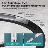 sistema de ducha glasvilla con termostato, conjunto completo de grifería de ducha con bloqueo de seguridad, ducha regulable en altura con 3 tipos de chorro y salida inferior de latón sistema de ducha9
