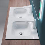 glasvilla Waschbecken Einbauwaschbecken Mineralguss Waschtisch Waschplatz große Ablagefläche rechteckig Col04