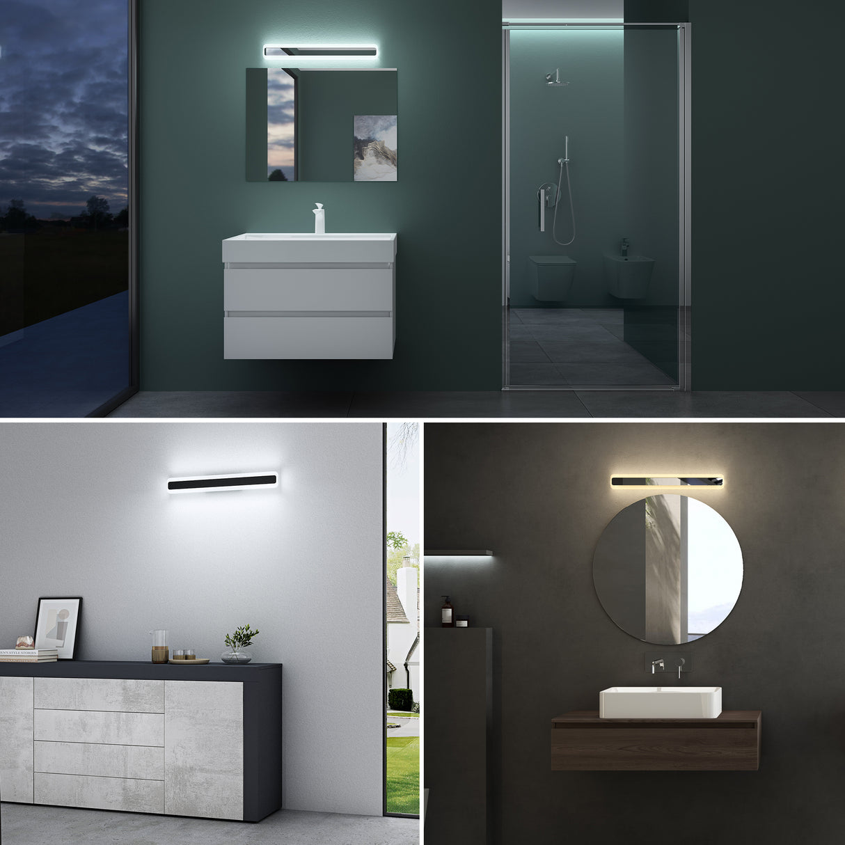 glasvilla Spiegelleuchte LED Badlampe | Spiegellampe, 3000K-6000K Badezimmer Lampe | 3 Farben Dimmbar Schminkleuchte 14W LumaRay