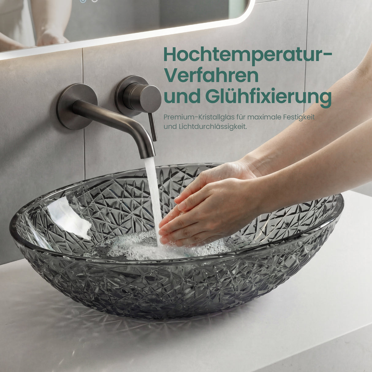 glasvilla Lavabo da Appoggio in Vetro Lavandino Bagno da Appoggio in Vetro Ovale