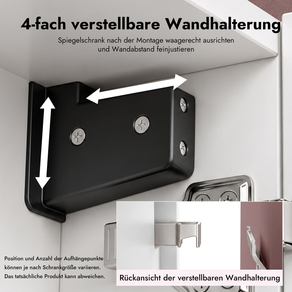 glasvilla Armoire de Toilette avec Portes Miroir | Armoire de Salle de Bain Murale | Miroir de Salle de Bain Armoire Miroir Spiegelschrank-02