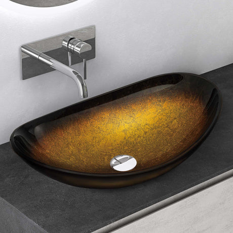 glasvilla Lavabo da Appoggio in Vetro Lavandino Bagno da Appoggio in Vetro Ovale