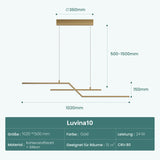 glasvilla Pendelleuchte 105cm LED Hängelampe Linear design 3000K/4000K/6000K Verstellbares Kabel 18W Hängeleuchte Alivetta7085 Luvina10