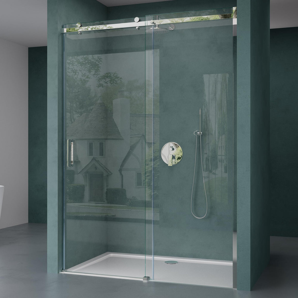 glasvilla Duschtür Nischentür dusche Duschabtrennung Duschkabine 8mm Sicherheitsglas mit Nanobeschichtung Schiebetür Höhe:195cm Teramo04