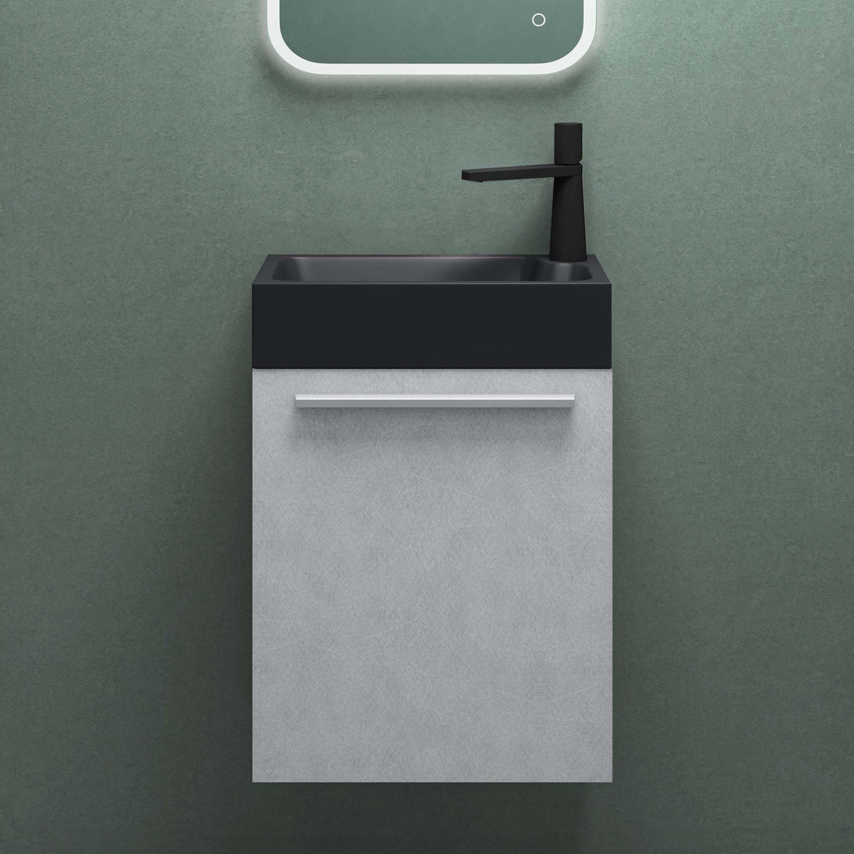 glasvilla Badmöbelset Badezimmermöbel Waschbeckenunterschrank inkl. Waschbecken Anthrazit matt und LED-Badspiegel BxTxH 46x26x63 cm Pisa