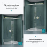 glasvilla Duschtür Nischentür dusche Duschabtrennung Duschkabine 8mm Sicherheitsglas mit Nanobeschichtung Schiebetür Höhe:195cm Teramo04