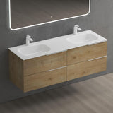 glasvilla  Waschbeckenunterschrank 4 Schubladen Kerneiche mit Doppelwaschbecken BTH: 144x48x52cm Vanessa