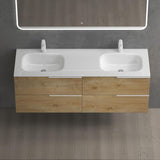 glasvilla  Waschbeckenunterschrank 4 Schubladen Kerneiche mit Doppelwaschbecken BTH: 144x48x52cm Vanessa